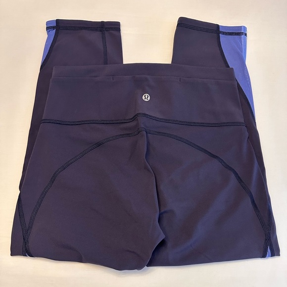 Lululemon Mix & Mesh Crop *21”,Midnight Navy/Moroccan Blue/Light Horizon, Size 6 - Picture 5 of 11